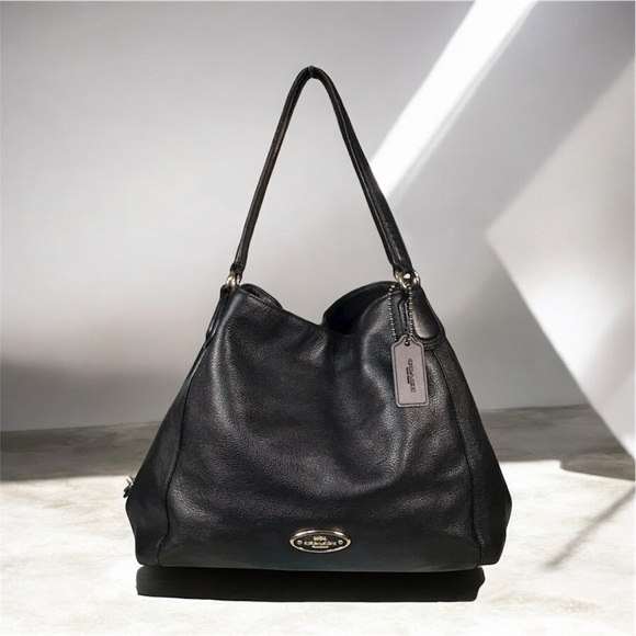 Coach Handbags - Coach Edie Carryall Black Leather Shoulder Bag EUC no callouts MSRP $398